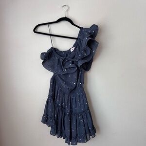 Buddy Love Sofia One Shoulder Ruffled Cocktail Dress - Glitter Galaxy
